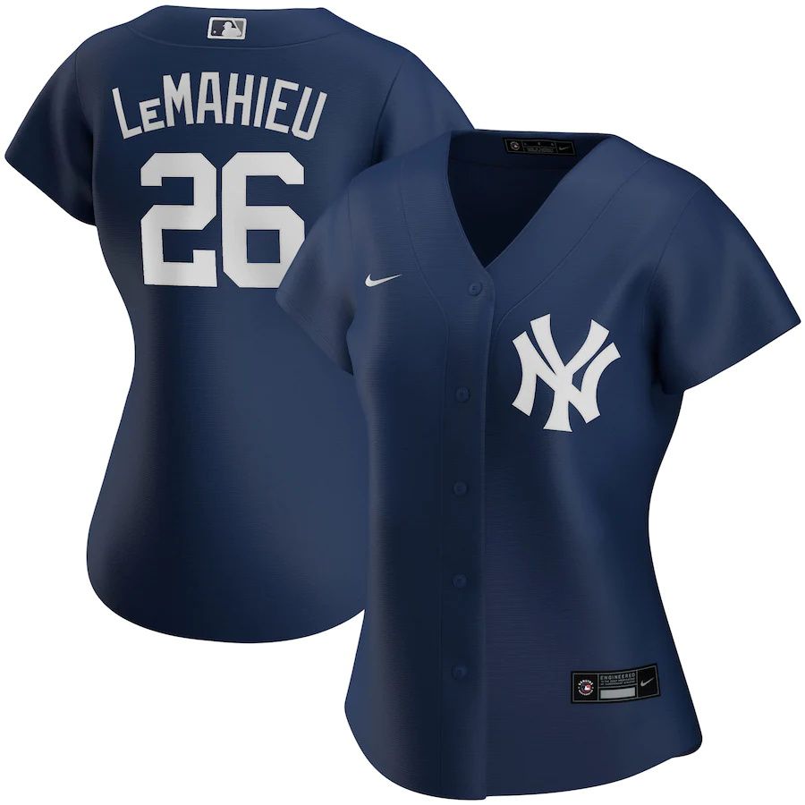 Cheap Womens New York Yankees 26 DJ LeMahieu Nike Navy Alternate Replica Player MLB Jerseys